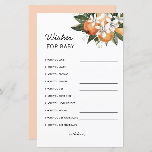 Kleine Süsse Babydusche Wünsche für Babyberatung C (Vorne/Hinten)