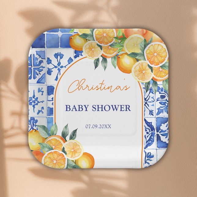 Kleine Süsse Citrus Baby Dusche Pappteller (Von Creator hochgeladen)