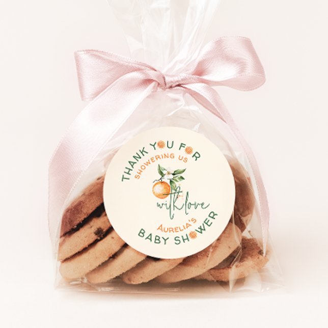 Kleine Süsse Citrus Baby Dusche Vielen Dank Runder Aufkleber (Von Creator hochgeladen)