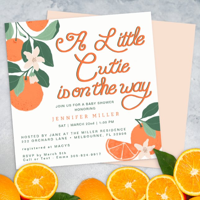 Kleine Süsse Citrus Botanical Baby Dusche Einladung (Cute Citrus Baby Shower Invite)