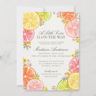 Kleine Süsse Citrus Floral Orange Babydusche Einladung