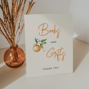 Kleine Süsse Citrus Kinderdusche Bücher und Gesche Sockelschild