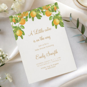 Kleine Süße Citrus Orange Baby Shower Feier Einladung