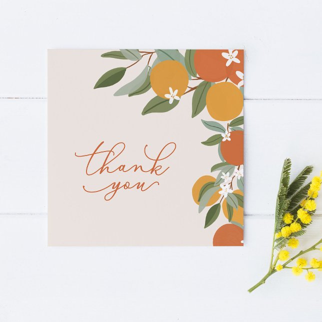 Kleine Süsse Citrus Orange Babydusche Dankeskarte (oranges citrus thank you card for a little cutie baby shower theme)