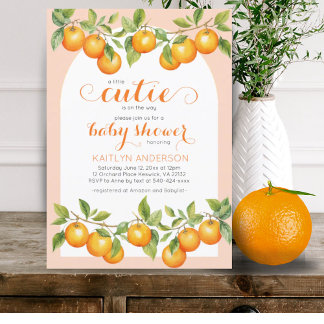 Kleine Süsse Citrus Orange Clementine Babydusche Einladung