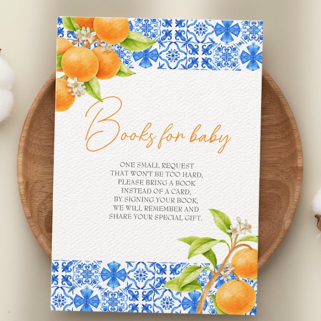 Kleine Süsse Citrus Tiles Bücher für Babydusche Begleitkarte (books for baby "little cutie is on the way" baby shower enclosure card)