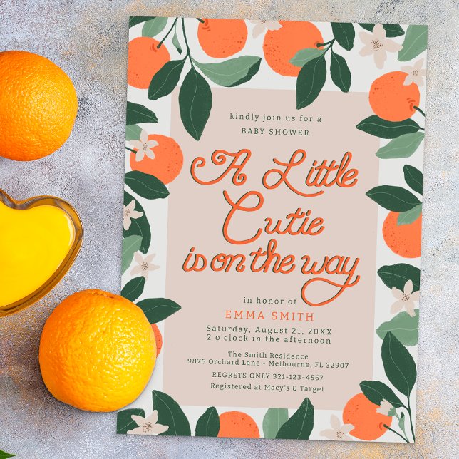 Kleine Süsse Clementine Babydusche Einladung (Little Cutie Citrus Baby Shower)