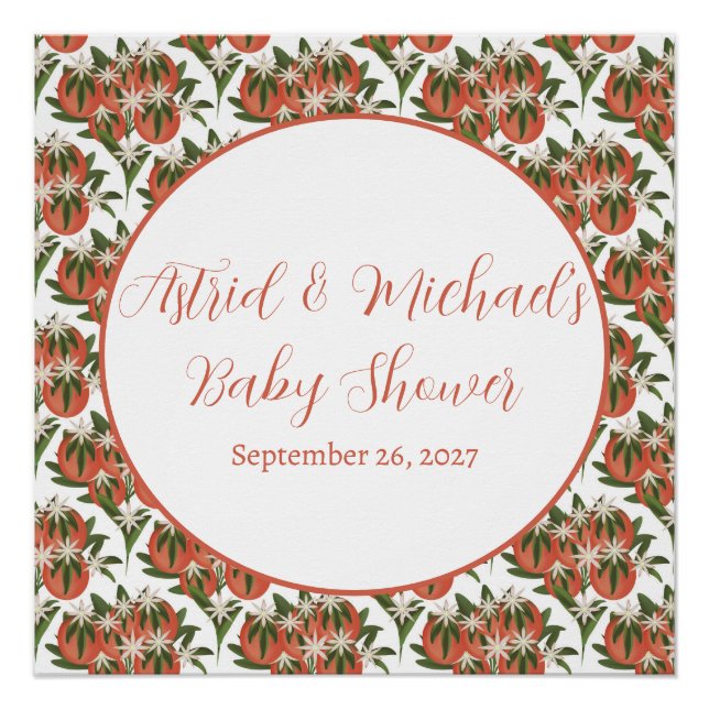 Kleine Süsse Clementine | Citrus Baby Shower Poster (Vorderseite)