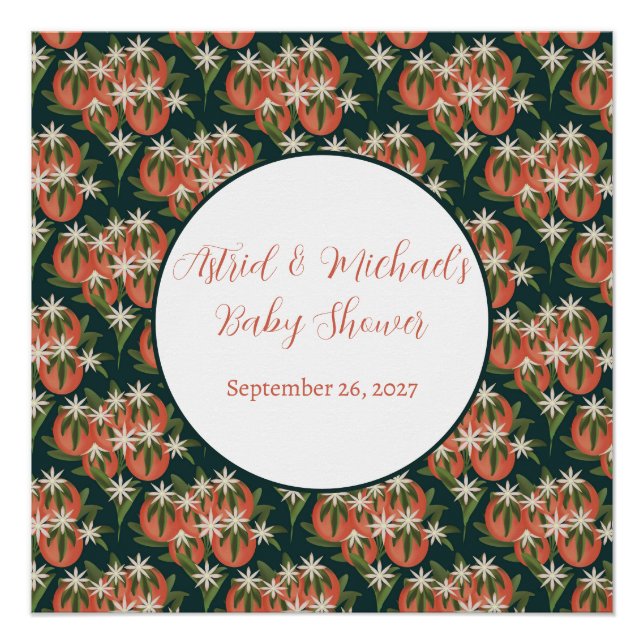 Kleine Süsse Clementine| Citrus Theme Baby Dusche Poster (Vorderseite)