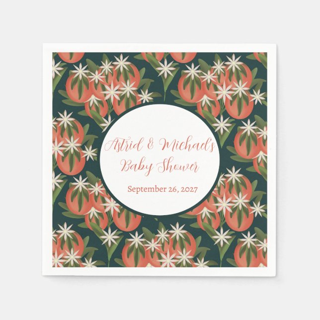 Kleine Süsse Clementine Green Neutral Baby Dusche Serviette (Vorderseite)