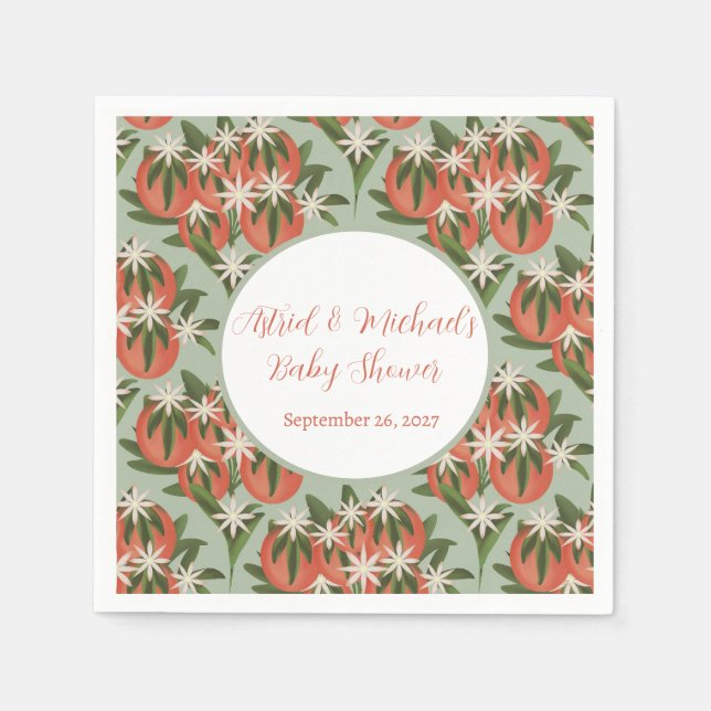 Kleine Süsse Clementine Sage | Citrus Baby Shower Serviette (Vorderseite)