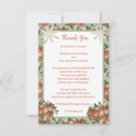 Kleine Süsse Clementine Sage Neutral Baby Dusche Dankeskarte