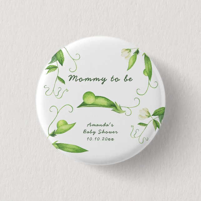 Kleine Süße Erbse Baby Shower - werdende Mutter Button (Vorderseite)