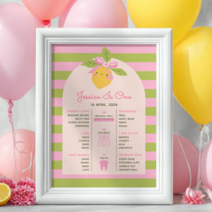 Kleine Süße erster Geburtstag Meilensteine Zeitstr Poster