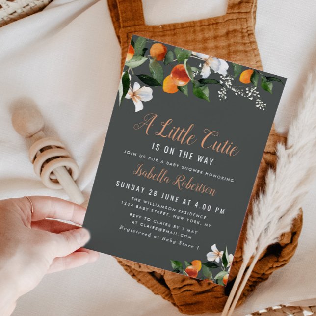 KLEINE SÜSSE | Gemalte Zitrusorangen-Babydusche Einladung (Von Creator hochgeladen)