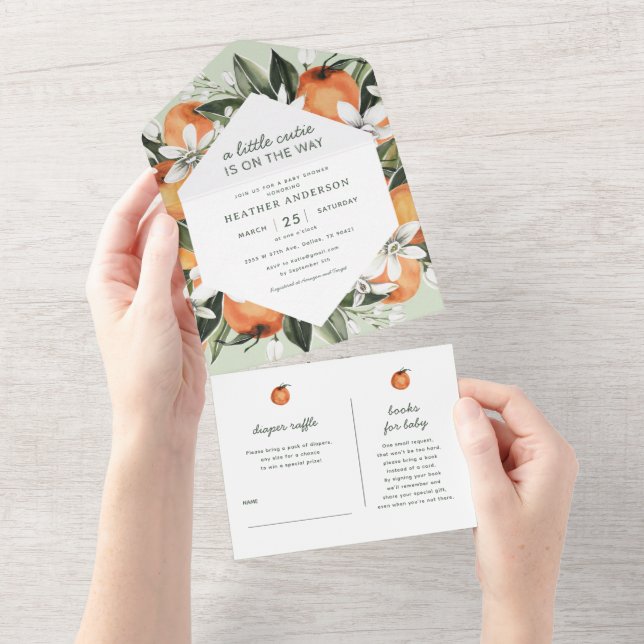 Kleine Süsse Geschlechtsneutrale Babydusche All In One Einladung (Abreißen)