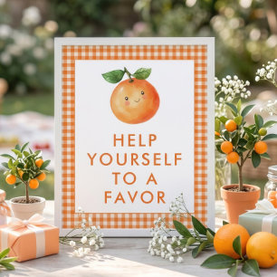 Kleine Süße Gingham-Gunst-Zeichen Baby Shower Poster
