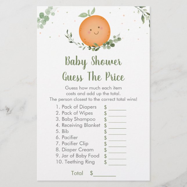 Kleine Süsse Grün schätzen das Price Baby Game (Vorderseite)