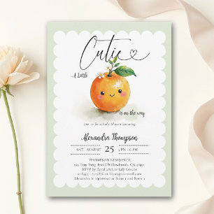 Kleine Süße Herz Orange Blume Minze Babyparty Einladung