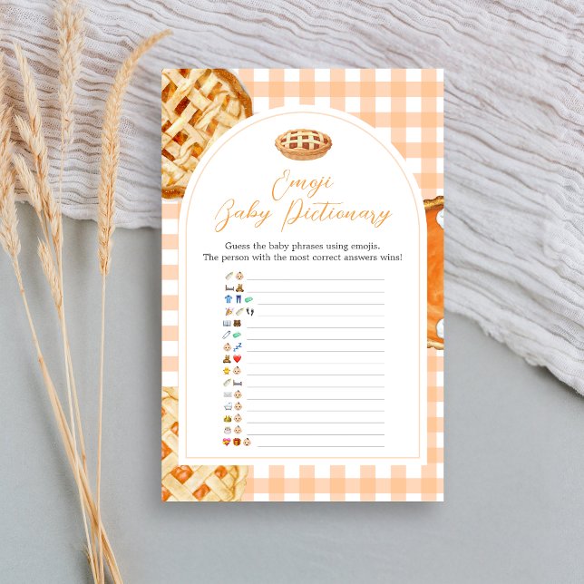 Kleine Süsse Kinderdusche Emoji Pictionary Game (Little Cutie Pie Gingham Baby Shower Game)