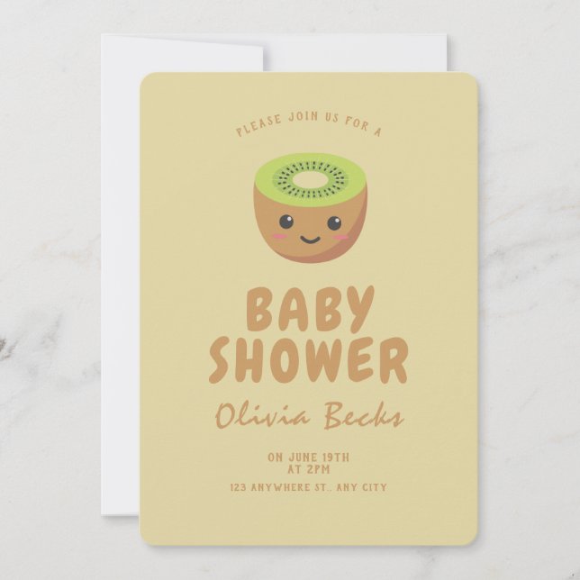 Kleine Süsse Kiwi Babydusche Einladung (Vorderseite)