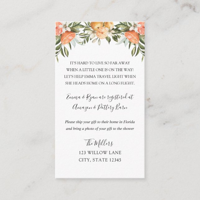 Kleine Süsse Langstrecken-Babydusche Begleitkarte (Vorderseite)