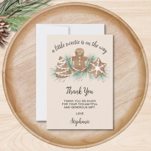 Kleine Süße Lebkuchen-Weihnachts-Baby-Shower  Dankeskarte