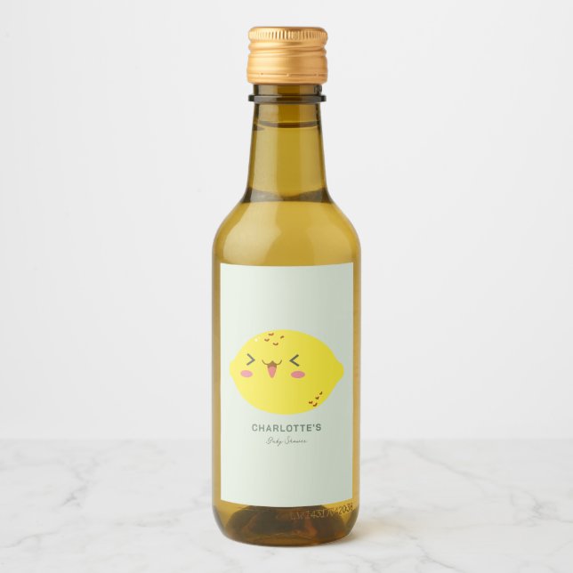 Kleine Süsse Lemon Citrus Baby Dusche Weinetikett (Vorderseite)