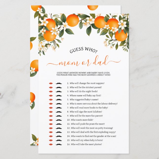 Kleine Süsse Mama oder Papa Baby Duschgame (Vorne/Hinten)