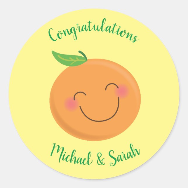 Kleine Süsse Mandarine Baby Duwer Gender Neutral Runder Aufkleber (Vorderseite)