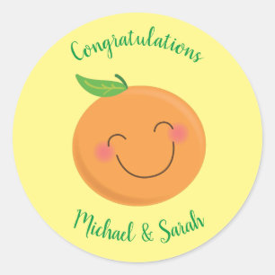 kleine Süsse Mandarine Babydusche Geschlecht Neut Runder Aufkleber