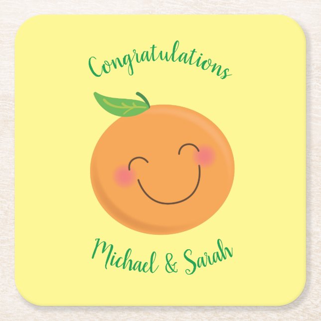 Kleine Süsse Mandarine Kinderdusche Rechteckiger Pappuntersetzer (Vorderseite)