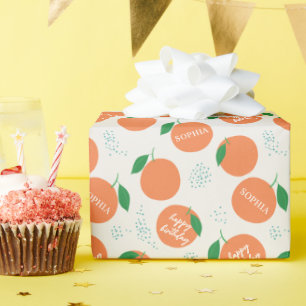 Kleine Süsse Moderner orangefarbener Kindergeburts Geschenkpapier