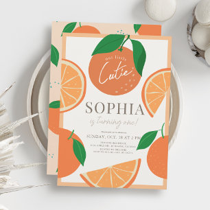 Kleine Süsse Modernes Orange 1. Geburtstag Einladung