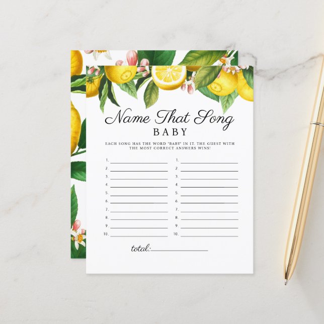 Kleine Süsse Name, dass Song Baby Duschspiel (Vorderseite/Rückseite Beispiel)