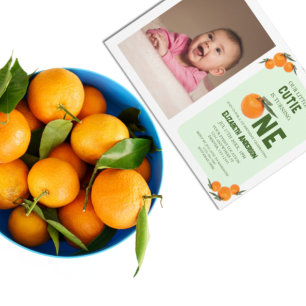Kleine Süße Orange 1. Geburtstag Einladung