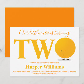 Kleine Süsse Orange 2 2. Geburtstag Einladung