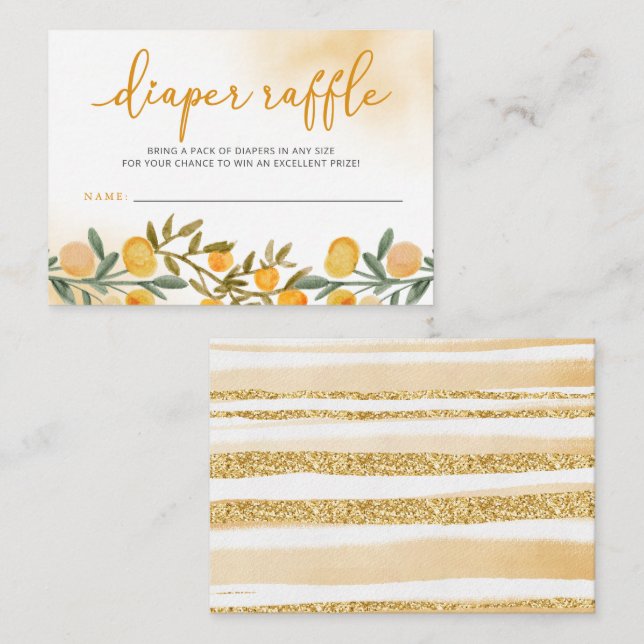 Kleine Süsse Orange Baby Duschdusche Windeln Raffl Begleitkarte (Vorne/Hinten)