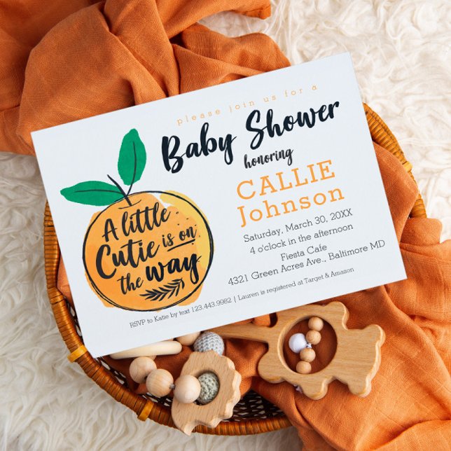Kleine Süsse Orange Baby Dusche Einladung (Von Creator hochgeladen)