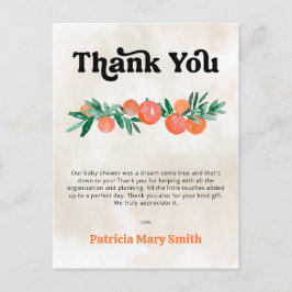 Kleine Süsse Orange Baby Dusche Vielen Dank Postkarte