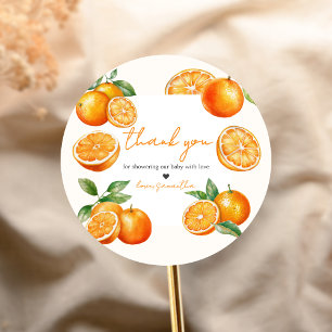 Kleine Süße Orange Baby Shower Runder Aufkleber