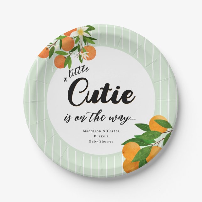 Kleine Süsse Orange Babydusche - Bio Markt Pappteller (Vorderseite)