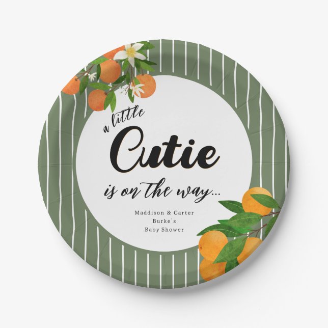 Kleine Süsse Orange Babydusche - Bio Markt Pappteller (Vorderseite)