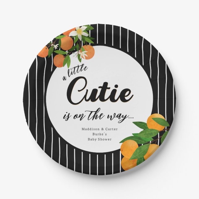 Kleine Süsse Orange Babydusche - Bio Markt Pappteller (Vorderseite)