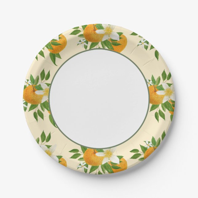 Kleine Süsse Orange Babydusche - Bio Markt Pappteller (Vorderseite)