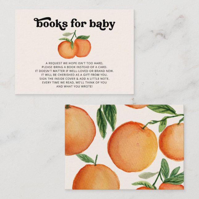 Kleine Süsse Orange Babydusche Buchungsanfrage Begleitkarte (Vorne/Hinten)