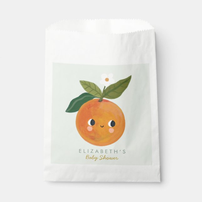 Kleine Süsse Orange Babydusche Geschenktütchen (Vorderseite)