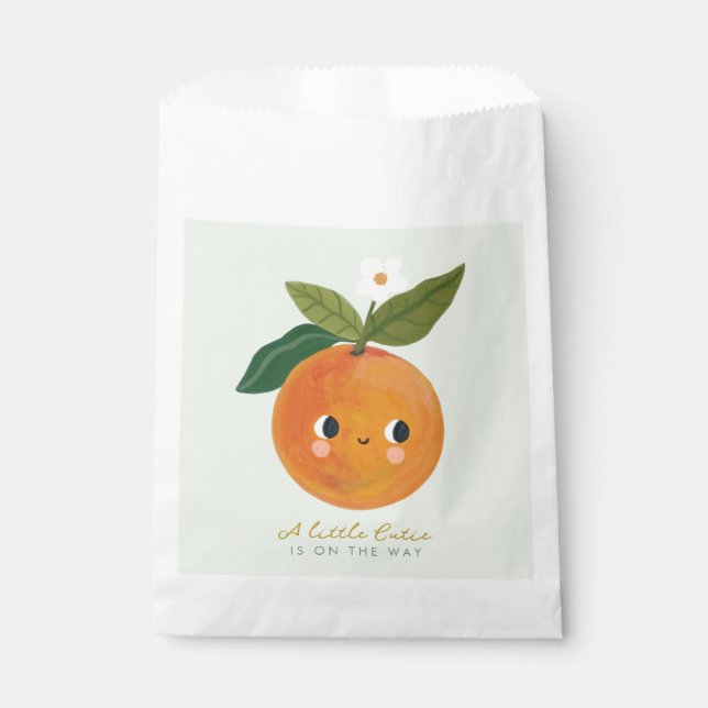 Kleine Süsse Orange Babydusche Geschenktütchen (Vorderseite)