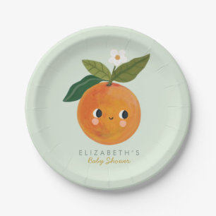 Kleine Süsse Orange Babydusche Pappteller