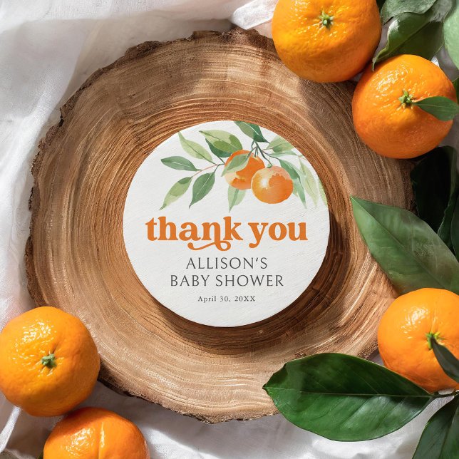 Kleine Süsse Orange Babydusche Runder Aufkleber (Von Creator hochgeladen)